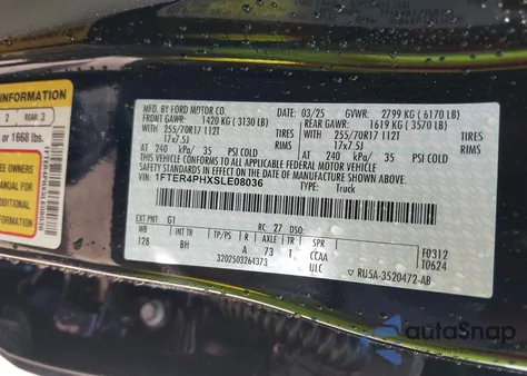 2025 Ford Ranger Xl from USA, damaged, VIN 1FTER4PHXSLE08036